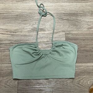 SHEIN Light Green Ruched Crop Top